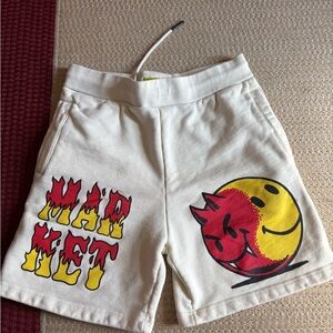 Market Smiley Good Vs Evil Graphic-print Cotton-jersey Shorts In Cream